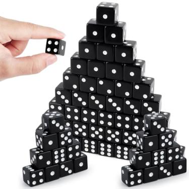 Imagem de 50 Pieces Black Dice Set 16mm Standard Game Dices Acrylic 6 Sided Black Bulk Casino Dice for Casino Theme Party Board Games Vegas Birthday Party Supplies (Square Corner)