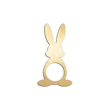 Imagem de Porta Guardanapo Coelho Frente Kit 4 Peças 5,5cmx10cm- Cria Arte Laser Dourado