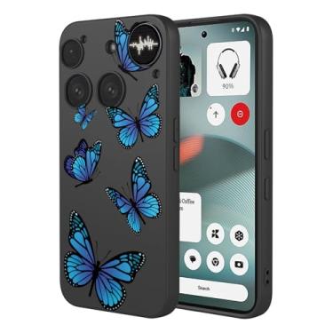 Imagem de HTXWXJC Capa para celular Nothing Phone 3, à prova de choque, flexível, amortecedor, TPU, capa macia com estampa de borboleta, para celular 3, borboleta preta