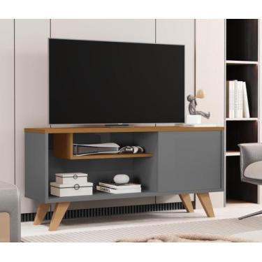 Imagem de Rack Sala De Estar Retrô P/ Tv Até 45" Prateleira Nicho Porta Heitor C