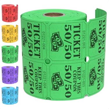 Imagem de 500 bilhetes verdes de sorteio duplo, 50/50 cartões de sorteio, formulário de inscrição com nome, endereço, telefone e e-mail para eventos, entrada, recompensa de classe e prêmio de porta - 5 opções