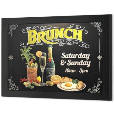 Imagem de 4 THOUGHT Quadro negro magnético emoldurado de madeira de pinho maciça para parede, 91 cm x 61 cm, placa de lousa rústica resistente para cozinha, escritório, casa e café - uso interno/externo, preto