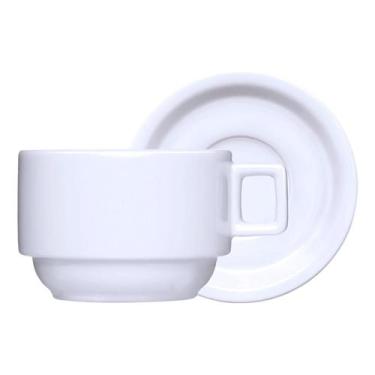 Imagem de Xícara com Pires Bar Hotel Resistente Porcelana Germer 200ml