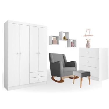 Imagem de Conjunto Quarto Infantil Louise Branco C-poltrona De Amamentação áquilah