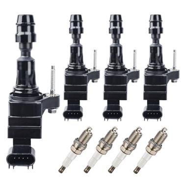 Imagem de Pacote de bobinas de ignição UF491 e velas de ignição irídio (conjunto de 4) compatível com Buick Chevrolet GMC Pontiac Saab Saturn 2.0L 2.2L 2.4L L4 para 12578244