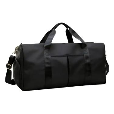 Imagem de Bolsa de Academia Grande, Mala de Viagem Espaçosa com Alças de Mão e Ombro Ajustáveis, Design Moderno e Reforçado (Preto)