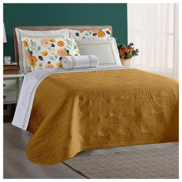 Imagem de Cobre Leito Montenegro King Dupla Face 4 Peças - Mostarda