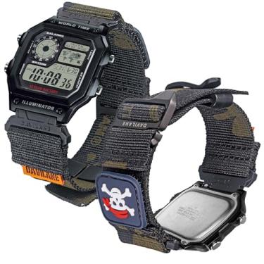 Imagem de DAVILANE Pulseira de relógio de nylon militar de 18 mm para Casio G-Shock AE/F/W (AE-1200, F-91W, W-735H, DW-H5600) - Pulseira de relógio de liberação rápida com adesivos intercambiáveis e fecho de