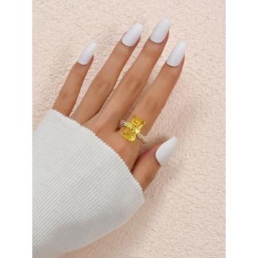 Imagem de Lindo anel de goma de urso para meninas e mulheres, anel elástico com contas ajustáveis, joia de urso de resina kawaii, acessório de estilo doce estético Y2K, anel de dedo colorido para presente