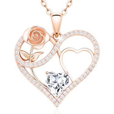 Imagem de Colar feminino Infinity Love com pedra do mês de nascimento rosa, prata esterlina S925, banhado a ouro rosa 18 K, corrente ajustável de 45,7 cm + 5 cm, presente para sua mãe, esposa, namorada, senhora