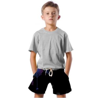 Imagem de Shorts Infantil Bermuda Calção Praia Verão Teia Aranha Rainbow Spider 