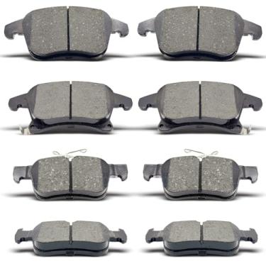 Imagem de DYZJKWJW D1653 D1665 Conjunto de pastilhas de freio de cerâmica dianteiras traseiras adequadas para Ford Fusion 2013-2018, para Lincoln MKZ 2013-2020, para Ford Fusion SE/Police Responder Hybrid/SSV