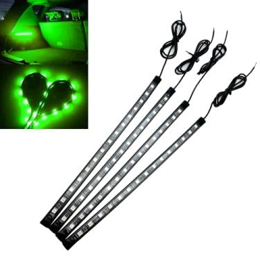 Imagem de Dogary 4 fitas de luzes LED para carro, luz ambiente flexível 5050 15SMD, acessórios à prova d'água IP67, adequado para a maioria dos carros, motocicletas, barcos, carrinhos de golfe (verde)