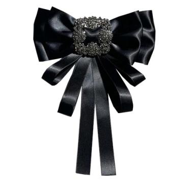 Imagem de Chamvino Blusa com laço de strass listrado vintage decote blusa feminina gravata borboleta acessórios de corpete (multicolorido), Zinco, Cristal