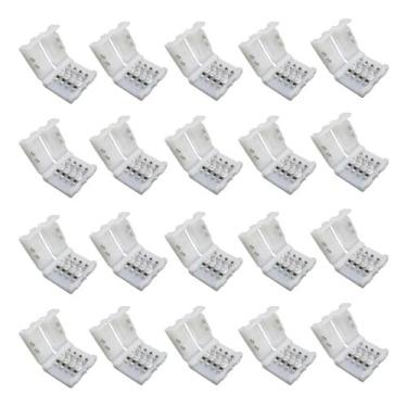 Imagem de Kit 20 Conector Emenda Rápida 10mm 4 Vias Fita Led Rgb 5050
