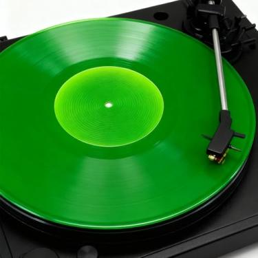 Imagem de NICENEEDED Tapete de acrílico para toca-discos verde, 30,5 cm, tapete vintage para toca-discos, tapetes deslizantes de vinil para toca-discos antiestáticos e graves definidos
