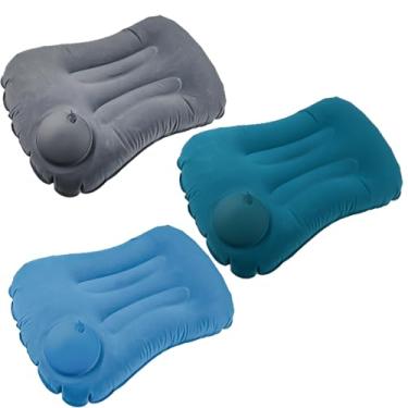 Imagem de Anglepingping Pacote com 3 travesseiros infláveis ultraleves de 43 cm, travesseiro de acampamento, para apoio de pescoço e lombar, praia, acampamento, viagem, caminhada, soneca, descanso de mesa (3