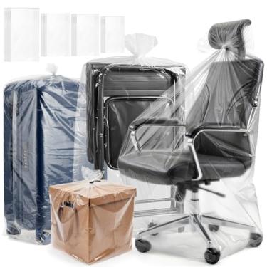 Imagem de Tebery 20 peças de sacos de armazenamento de plástico extragrande, capas de bagagem de móveis transparentes à prova de poeira para mudança, sacos de armazenamento resistentes reutilizáveis para viagem