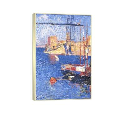 Imagem de Famosa imagem de paisagem de arte de parede - impressões em tela - ponte - pintura de moldura prateada para sala de estar banheiro decoração de casa 80 x 120 cm 31 x 47 pol