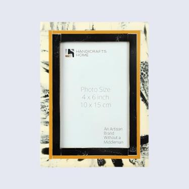 Imagem de Handicrafts Home Moldura de tinta abstrata de 10 x 15 cm, incrustado de resina decorativo feito à mão para decoração vintage e boho - suporte de mesa ou parede para sala de estar, mesa de escritório