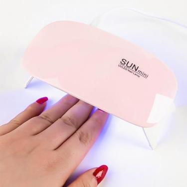 Imagem de Mini secador de unhas LED UV rosa – Luz de cura portátil de 6W para esmalte de gel, design compacto e leve
