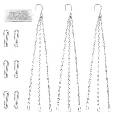 Imagem de Correntes de cesta suspensa de 40,6 cm com ganchos, ganchos de substituição para plantadores, alimentadores de pássaros, lanternas e sinos de vento, corrente de vaso de flores, cabides de plantas de