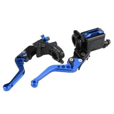 Imagem de Domary Kit de Alavancas de Reservatório de Cilindro Mestre de Freio e Embreagem de Motocicleta de um par, Ajuste Universal para a Maioria das Motocicletas Com Guiador de 7/8 Polegadas, (Azul)