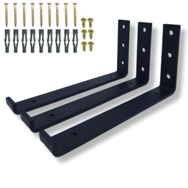 Imagem de Kit 3 Suporte Mão Francesa Multiuso 20cm De Parede Aço Robusto Design Moderno (Preto)