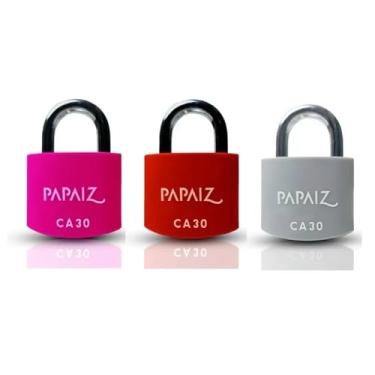 Imagem de Kit 3 Cadeados em Alumínio 30mm CA30, Rosa, Vermelho e Prata – Segurança e Alta Resistência