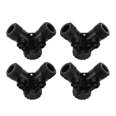 Imagem de Torneira y divisor 2 vias 2 válvulas conector divisor de mangueira para torneira de mangueira de jardim padrão 4 peças (Preta)