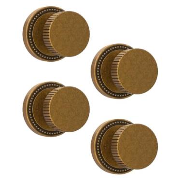 Imagem de Asidrama Pacote com 4 maçanetas de porta de passagem de latão antigo com fechadura, maçanetas vintage com maçanetas de latão antigo interior para quarto ou banheiro, maçaneta de porta resistente para