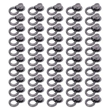 Imagem de Monge rebite com anéis de puxar alto brilho cobre cabeça redonda botão parafuso prisioneiro para sacos de roupas diy sapatos 50 conjuntos 13x12mm (Prata Preto)