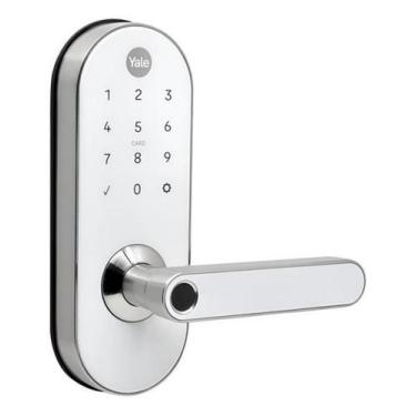 Imagem de Fechadura Digital Branca Senha Biometria Tag Yale Ymc 420W