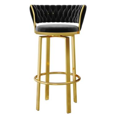 Imagem de LULUMAIC Banquetas de bar luxuosas, com tecido de veludo, bancos giratórios, base dourada para cozinha, ilha, pub, sala de jantar
