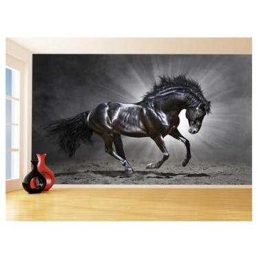 Imagem de Papel De Parede Animais Cavalo Preto Saltando 3,5M Anm360 - Você Decor