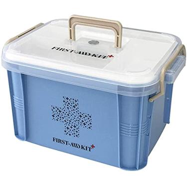 Imagem de YWangQiang Caixa grande de plástico portátil para remédios, casa, escritório, carro, escola, primeiros socorros, multifuncional, alça de encaixe, caixa organizadora de medicamentos