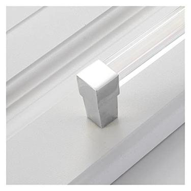 Imagem de nihngvjm Puxador de metal preto para móveis de cristal prateado puxador de porta de cozinha armário armário alça ajustável puxador de armário puxadores de armário