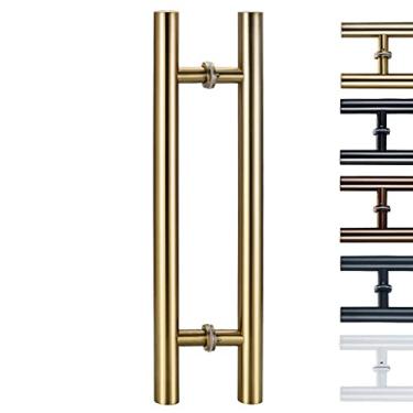 Imagem de Puxador de porta em forma de H diâmetro 38 mm/1,5 pol, tubo de maçaneta deslizante quadrado resistente, poste de barra de apoio de porta para banco de banho, escritório, shopping center, hotel (cor