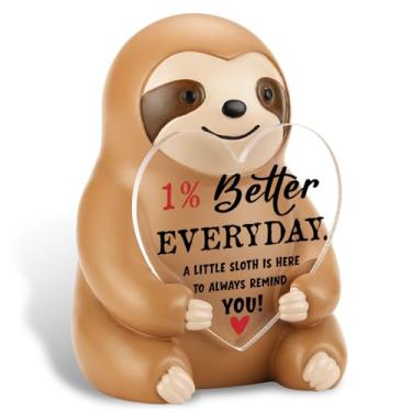 Imagem de FOKCBOCM 1% melhor presente de incentivo à preguiça todos os dias, linda preguiça pequena decoração de mesa para amigos, colegas de trabalho, professores, estudantes, motivação diária e lembrete
