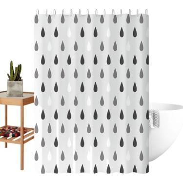 Imagem de Forro de cortina de chuveiro, forro de banho com padrão de gota d'água para chuveiro - Acessórios de pano texturizado lavável flexível à prova d'água para banheira, janela interna, decoração de hotel
