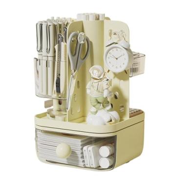 Imagem de Organizador de mesa de trabalho | Recipiente de armazenamento de grande capacidade | Suporte de lápis versátil para organização de mesa para marcadores, tesouras, pincéis, batons