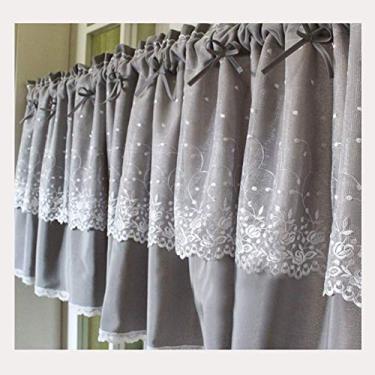 Imagem de LUOFDCLDDD Meia cortina, cortina curta, cortina de café/cortina de renda floral branca inglesa/cortina pequena/cortina de cozinha/para decoração/porta de armário/pia/1 peça/L 250 x A 50 cm