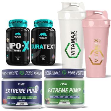 Imagem de Kit Duplo 2x Coqueteleira + Pré-Treinos Dia e Noite + Pré Hormonal + Termogênico-Unissex