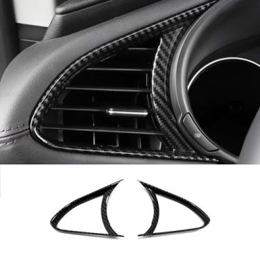 Imagem de KELEIMAI Acessórios de carro adequados para Mazda 3 Axela 2019 2020 2021 2022 2023 2024 2025 Axela painel console lateral A/C acabamento da tampa da saída de ar (estilo fibra de carbono) ABS 2 peças