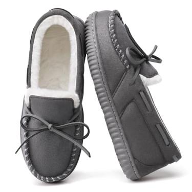 Imagem de shoeslocker Pantufas femininas com espuma viscoelástica felpuda para uso interno e externo, Cinza, 37