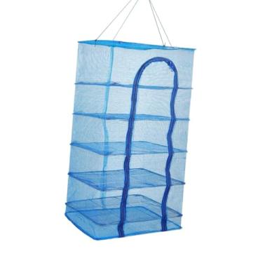 Imagem de UGPLM 5 camadas dobráveis ​​secar a rede de pesca pendurada equipamento de bolsa de secador com zíper para armazenamento de malha de pesca rack para roupas