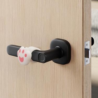 Imagem de 1 maçaneta de porta em forma de garra de gato, almofada anticolisão de silicone, alça de porta de desenho animado, rolha de tampão, rosa 3,3 * 3,3 * 3,5 cm