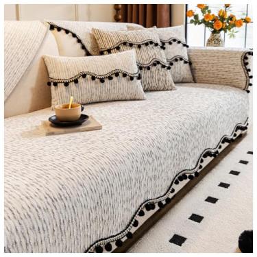 Imagem de SPXMQSS Capa de sofá antiderrapante, capa de sofá de chenille macia de 1/2/3/4 lugares, capa de sofá universal em forma de L lavável protetor de móveis B 70 x 70 cm