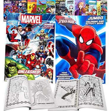 Imagem de Marvel Superheroes Avengers, Spiderman Ultimate Fun Arts Crafts Coloring and Activity Sticker Books Gift Set, Papel perfurado - Brincadeira Educacional Saudável, para crianças, meninas, meninos e
