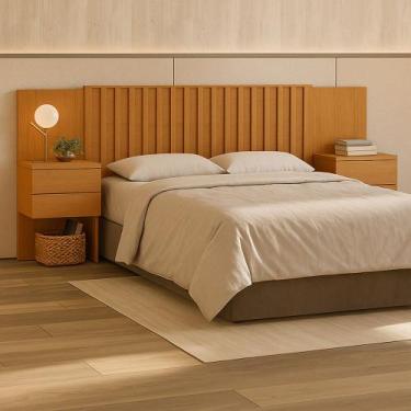 Imagem de Painel de Cabeceira Sampa com Mesa Cabeceira Embutido para Cama Box Ca